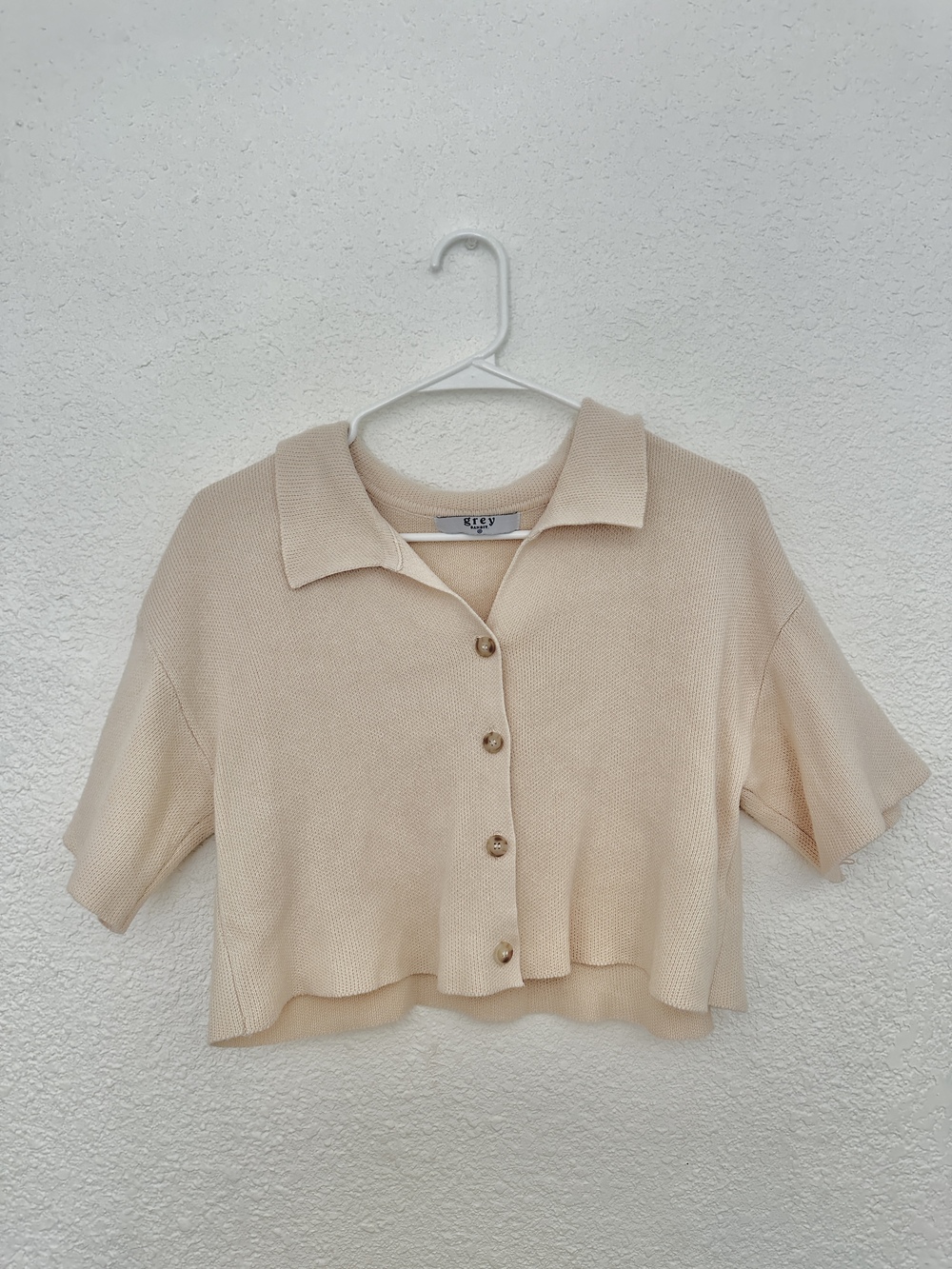 Grey Bandit Oatmeal Button-Up Top